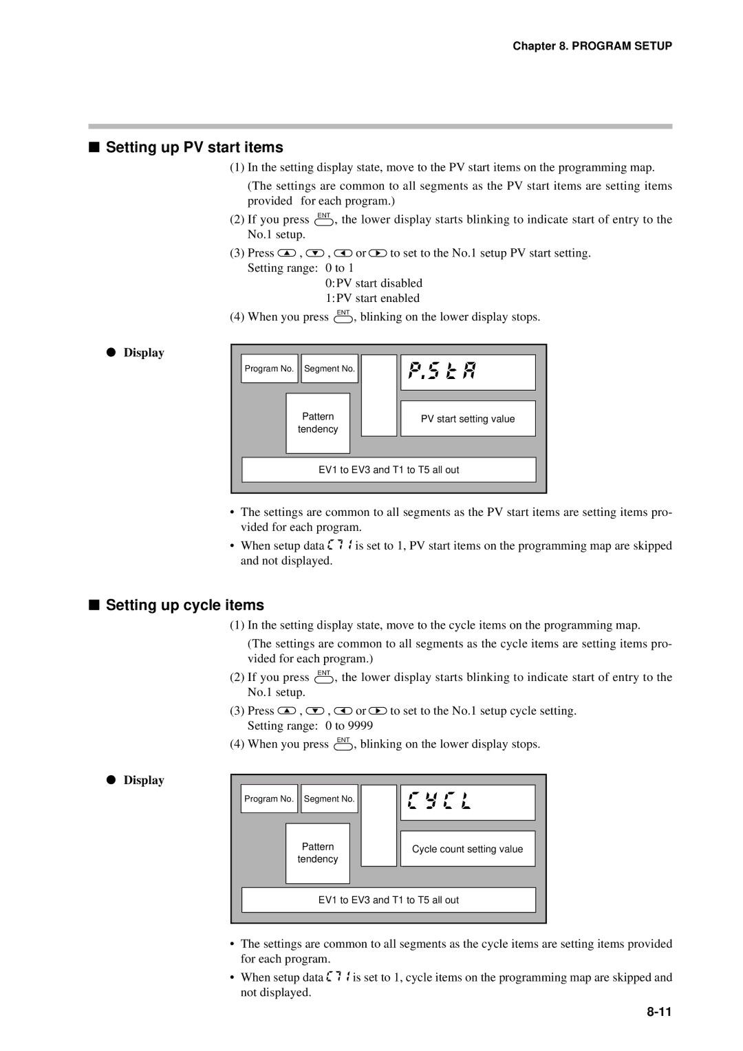 Sonic Alert DCP301 user manual Setting up PV start items, Setting up cycle items 