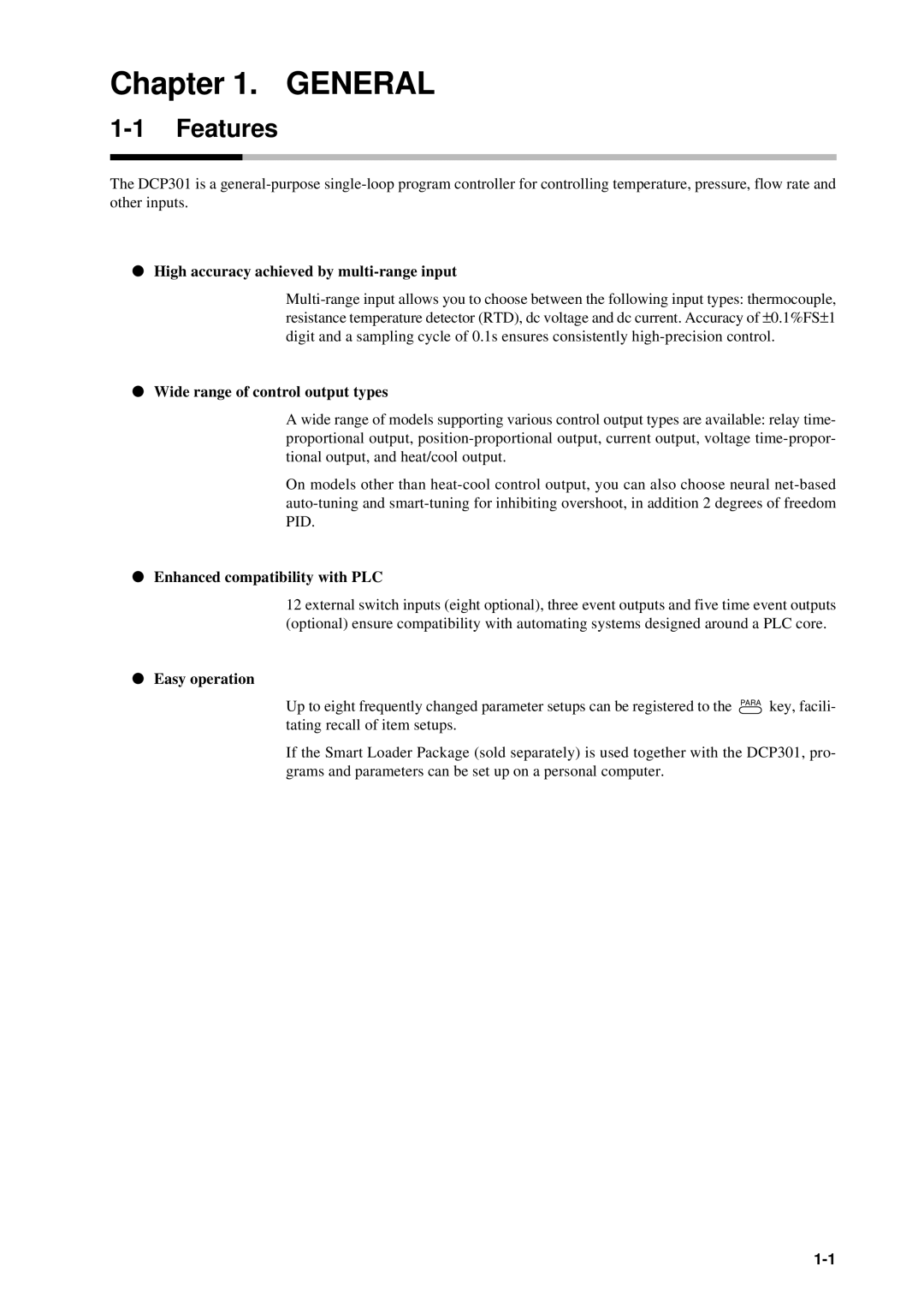 Sonic Alert DCP301 user manual Features, High accuracy achieved by multi-range input, Wide range of control output types 