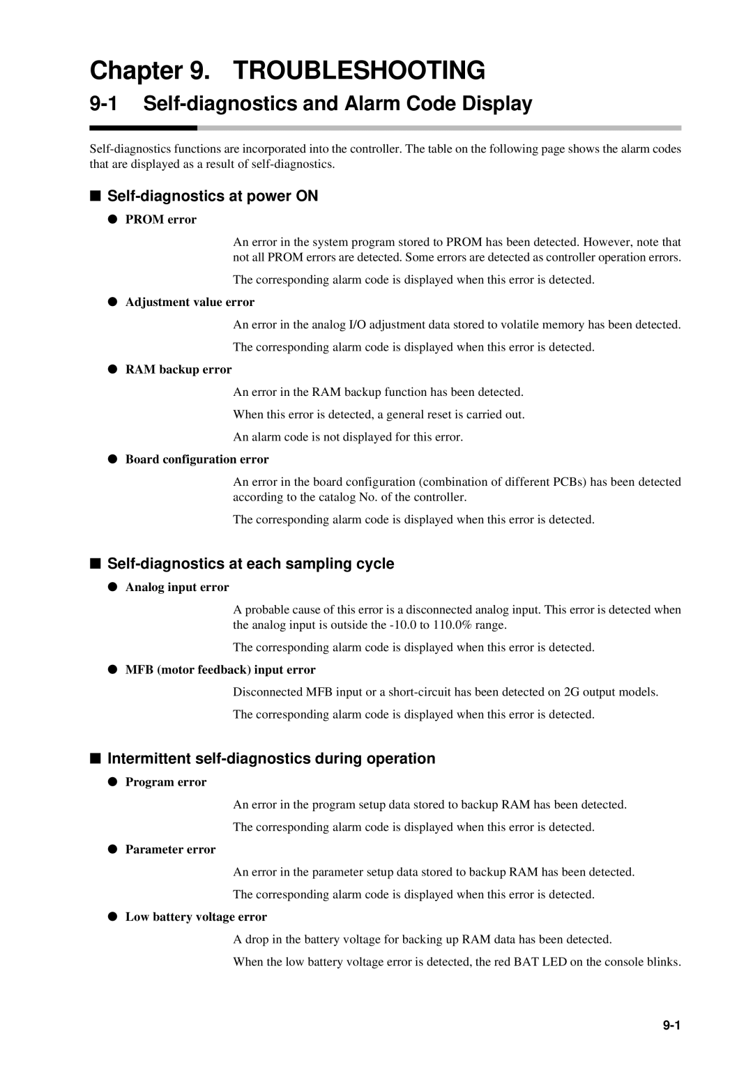 Sonic Alert DCP301 user manual Self-diagnostics and Alarm Code Display, Self-diagnostics at power on 