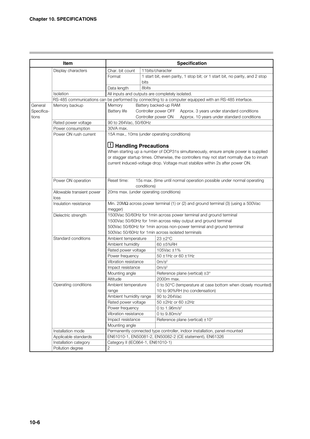 Sonic Alert DCP301 user manual Handling Precautions, 10-6 