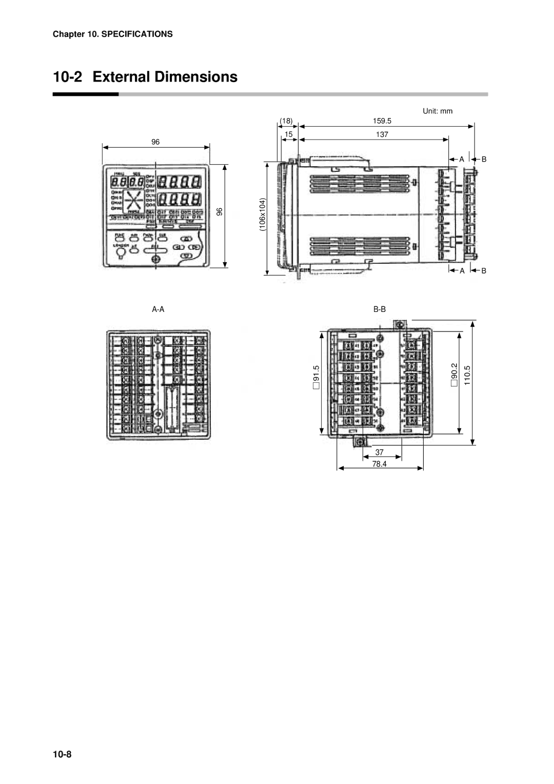 Sonic Alert DCP301 user manual External Dimensions, 10-8 