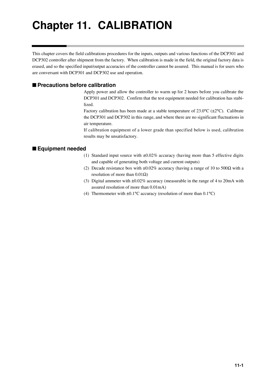 Sonic Alert DCP301 user manual Precautions before calibration, Equipment needed, 11-1 