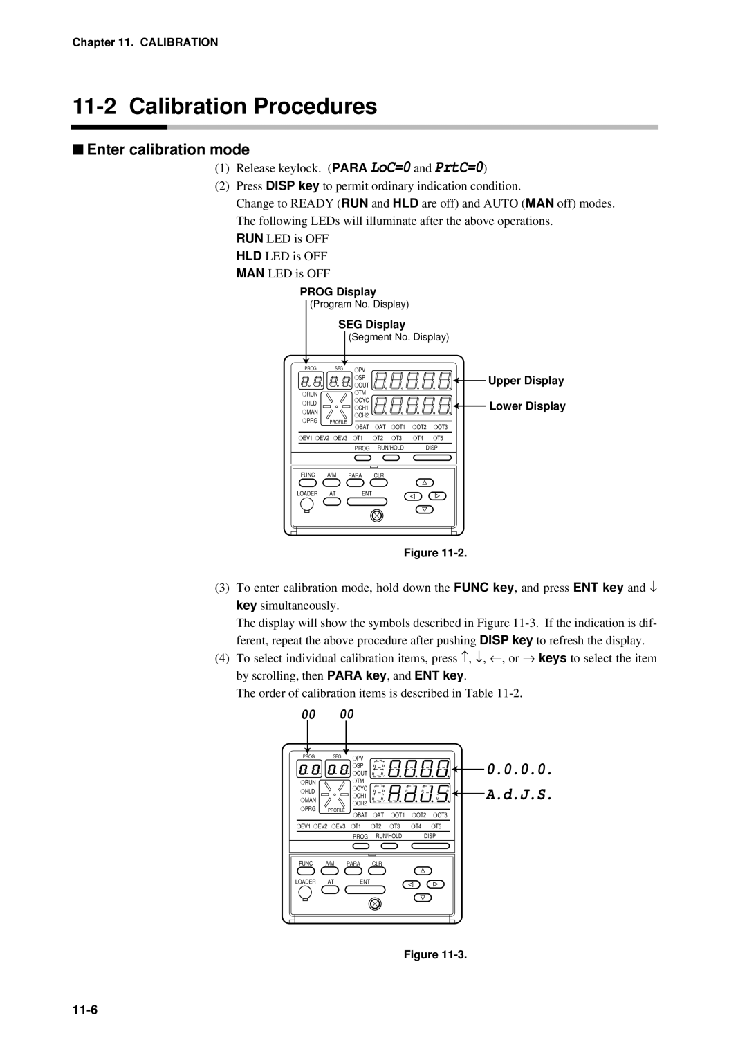 Sonic Alert DCP301 user manual Enter calibration mode, 11-6, Prog Display, SEG Display, Upper Display Lower Display 