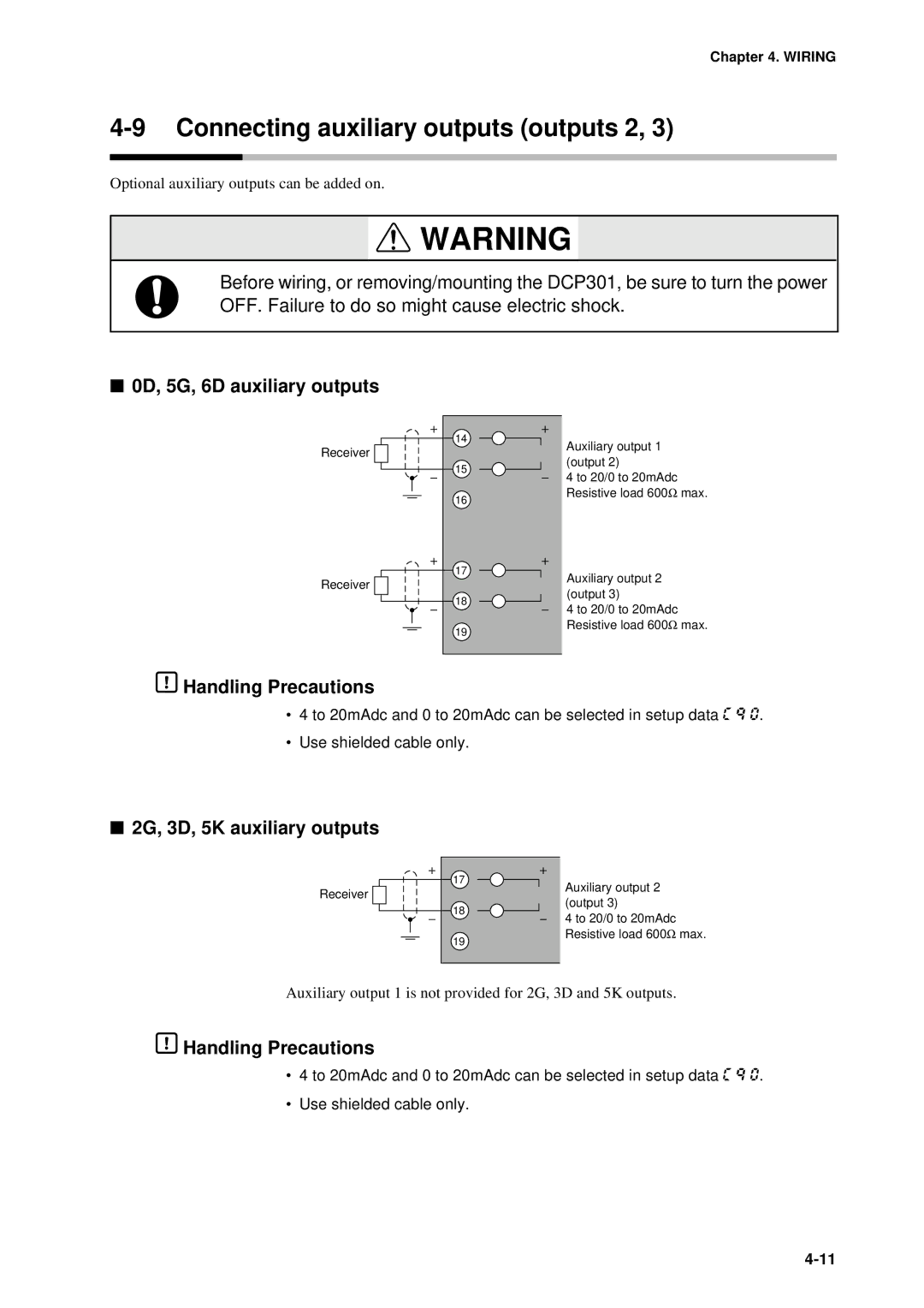 Sonic Alert DCP301 Connecting auxiliary outputs outputs 2, 0D, 5G, 6D auxiliary outputs, 2G, 3D, 5K auxiliary outputs 