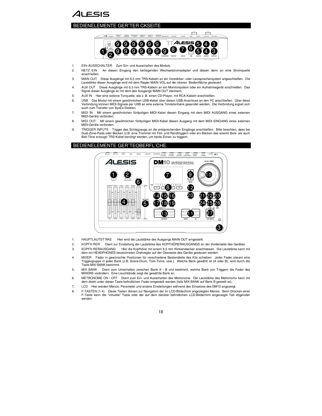 Sonic Alert DM10 quick start Bedienelemente Geräterückseite, Bedienelemente Geräteoberfläche 