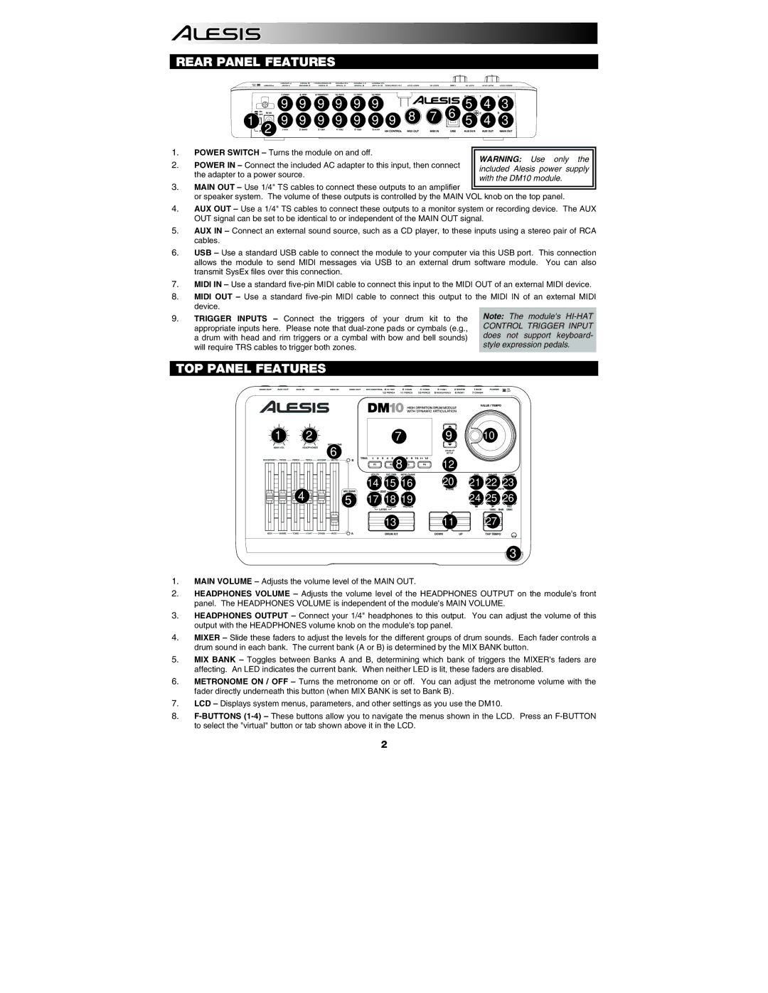 Sonic Alert DM10 quick start Rear Panel Features 