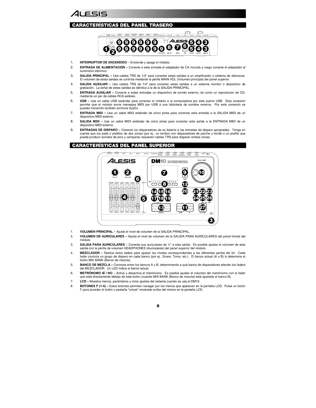 Sonic Alert DM10 quick start Características DEL Panel Superior 