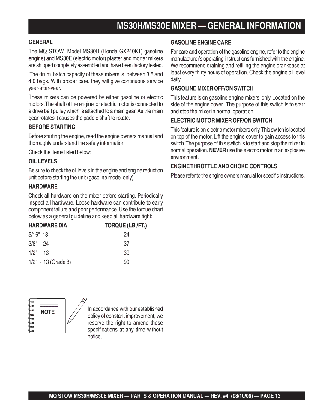 Sonic Alert manual MS30H/MS30E Mixer General Information 