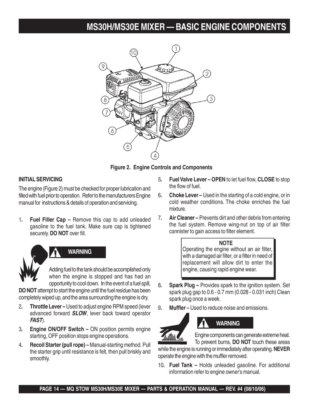 Sonic Alert manual MS30H/MS30E Mixer Basic Engine Components 