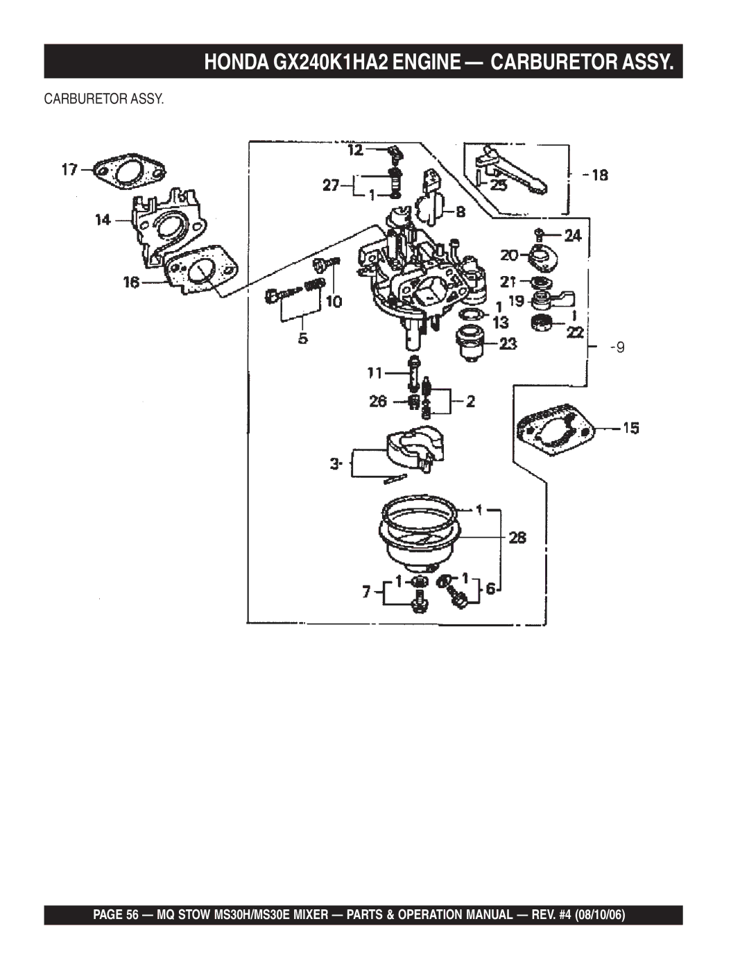 Sonic Alert MS30E, MS30H manual Carburetor Assy 