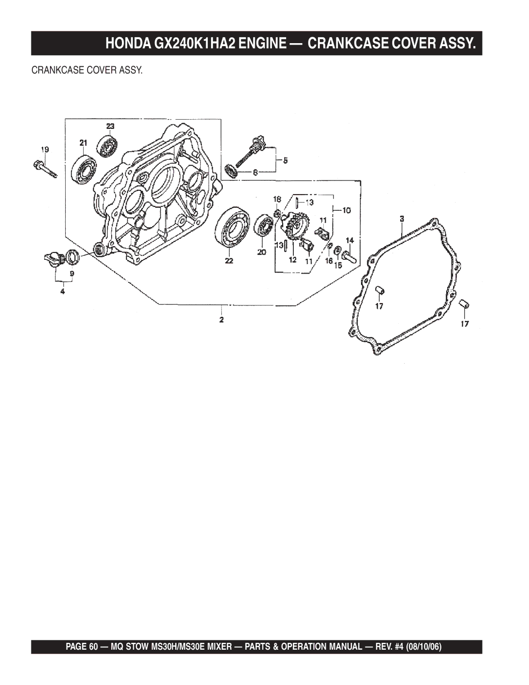 Sonic Alert MS30E, MS30H manual Crankcase Cover Assy 