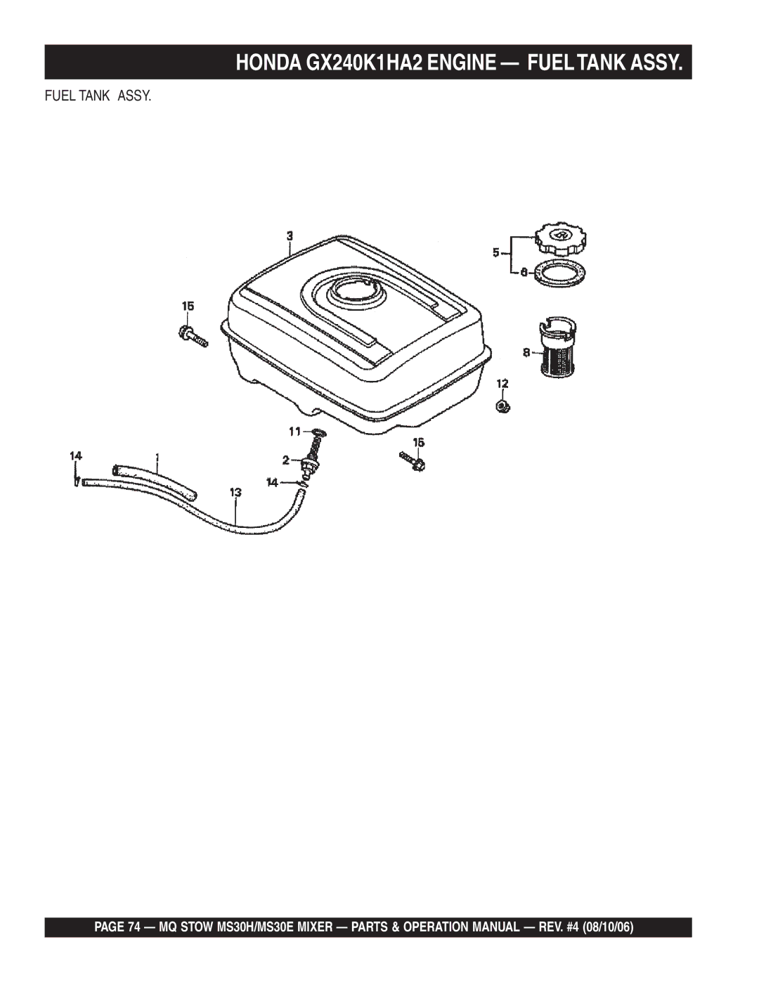 Sonic Alert MS30E, MS30H manual Fuel Tank Assy 