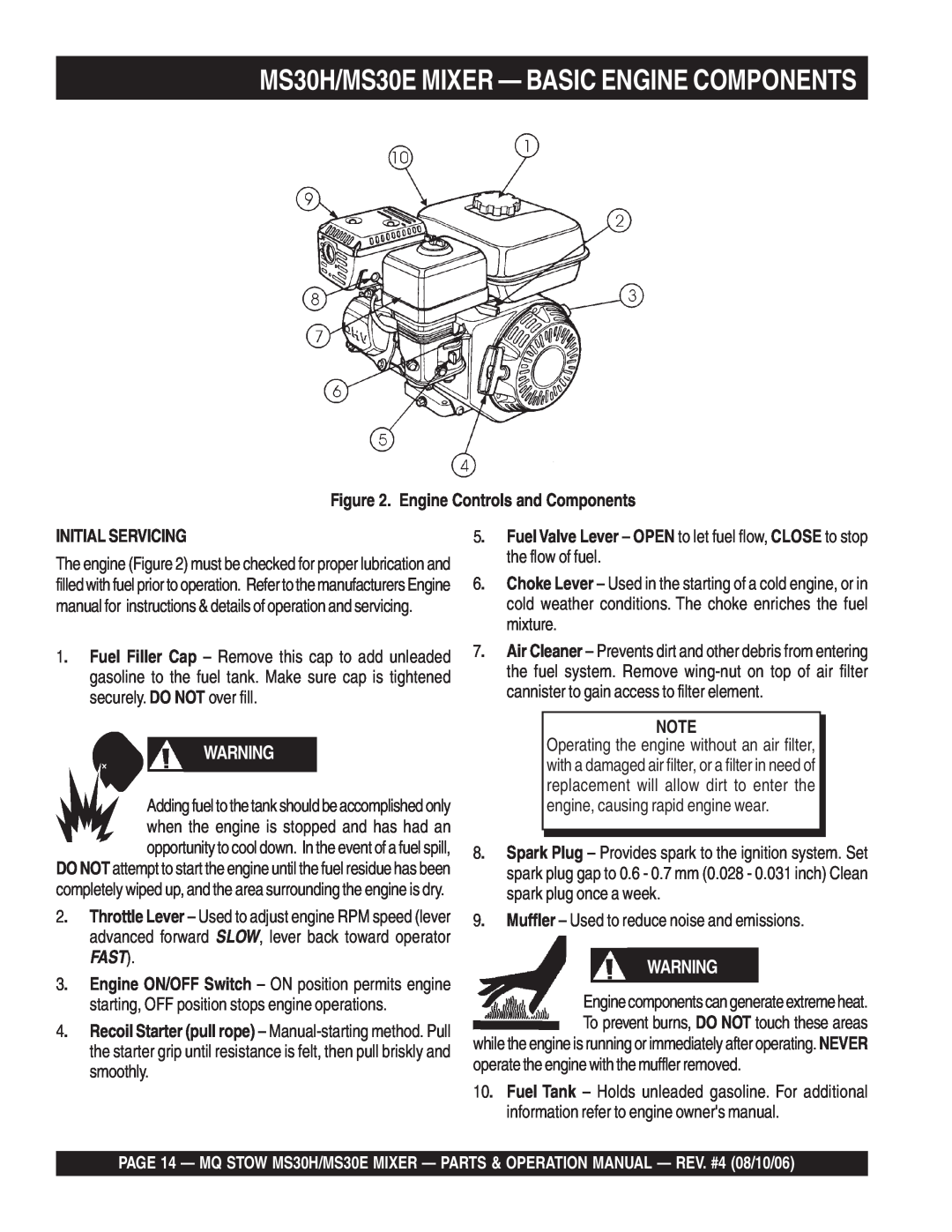 Sonic Alert manual MS30H/MS30E MIXER - BASIC ENGINE COMPONENTS, Engine Controls and Components 
