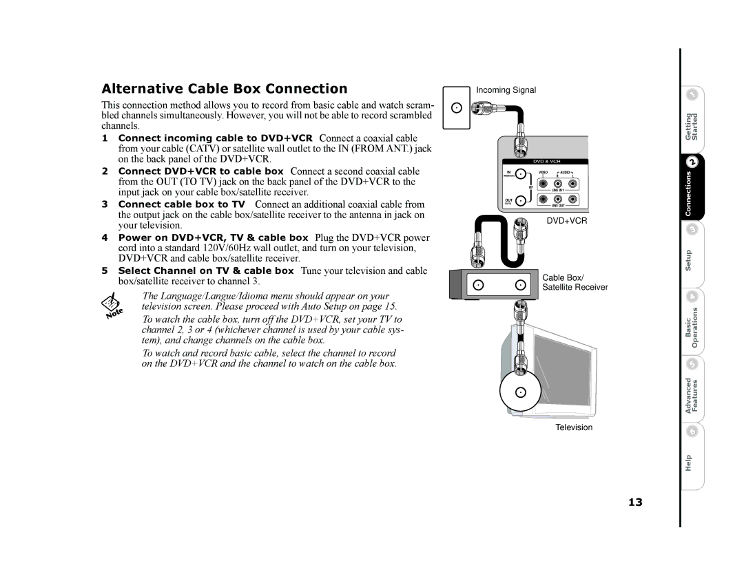 Sonic Blue DVR4400 manual Alternative Cable Box Connection 