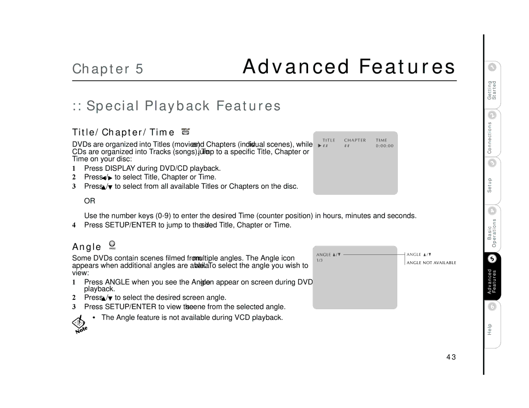 Sonic Blue DVR4400 manual Special Playback Features, Title/Chapter/Time, Angle 