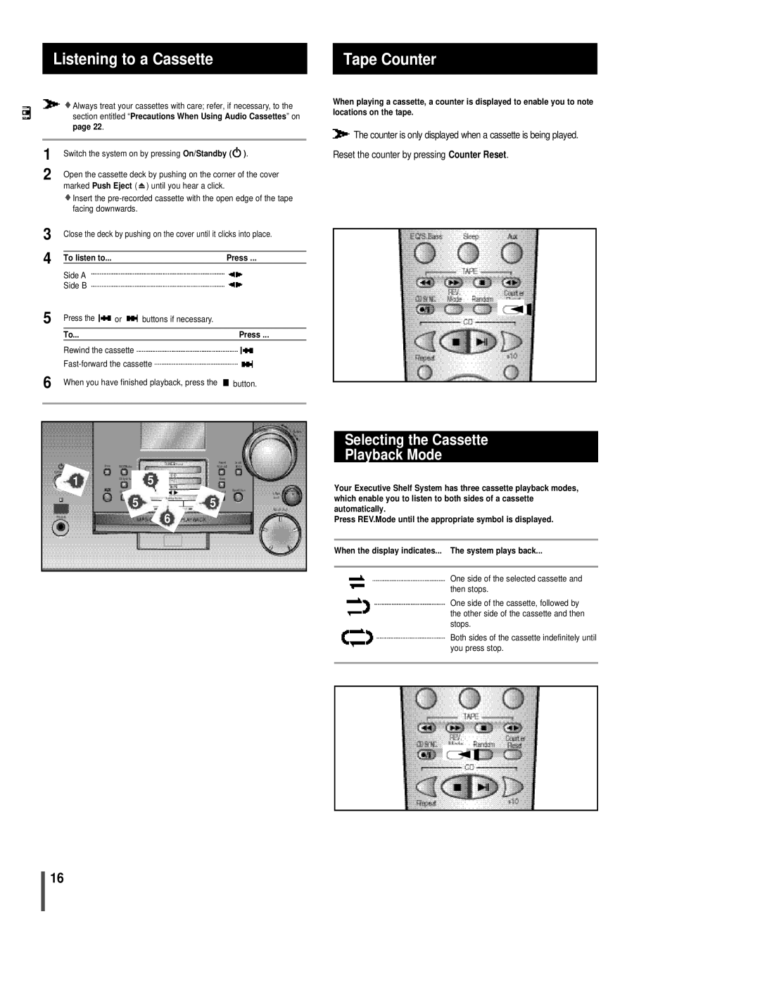 Sonic Blue EX1000 manual Listening to a Cassette, Tape Counter, Selecting the Cassette Playback Mode, To listen to 