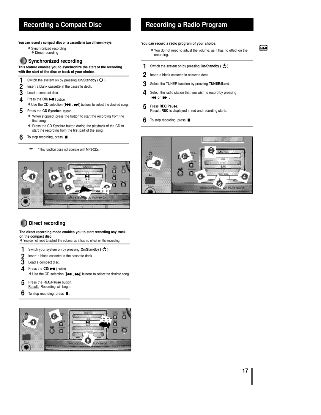 Sonic Blue EX1000 manual Recording a Compact Disc, Recording a Radio Program, You can record a radio program of your choice 