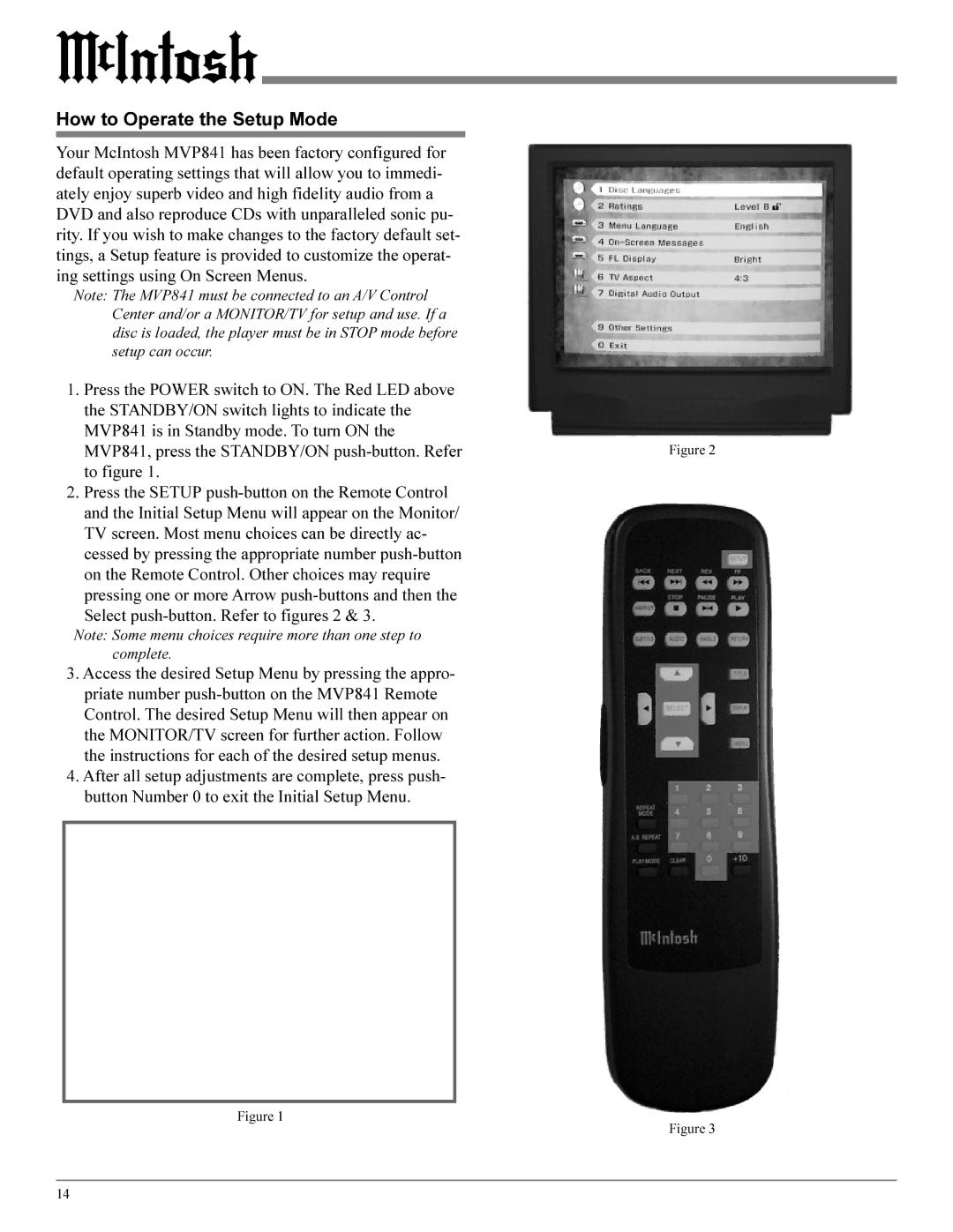 Sonic Blue MVP841 manual How to Operate the Setup Mode, Select push-button. Refer to figures 2 