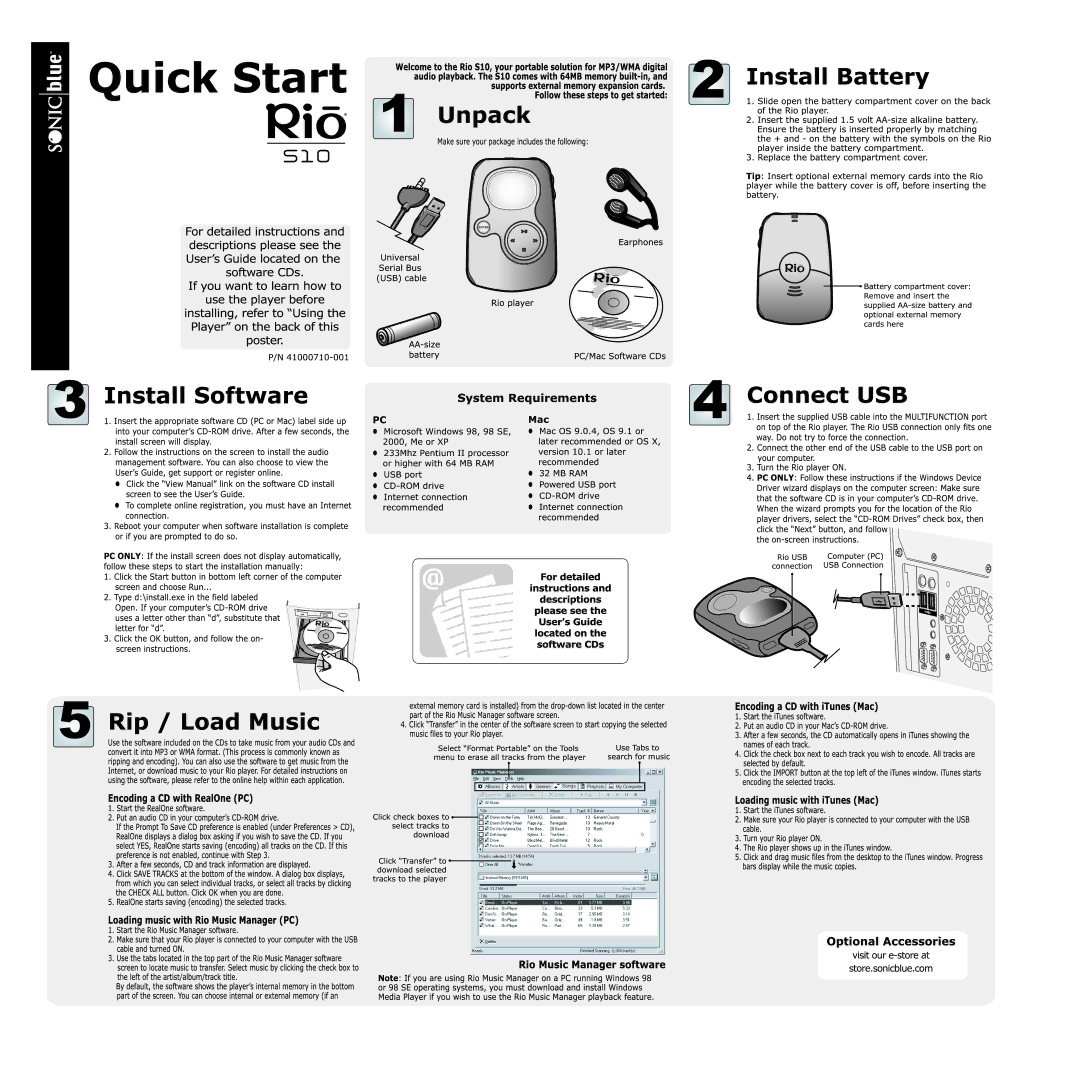 Sonic Blue S10 manual 