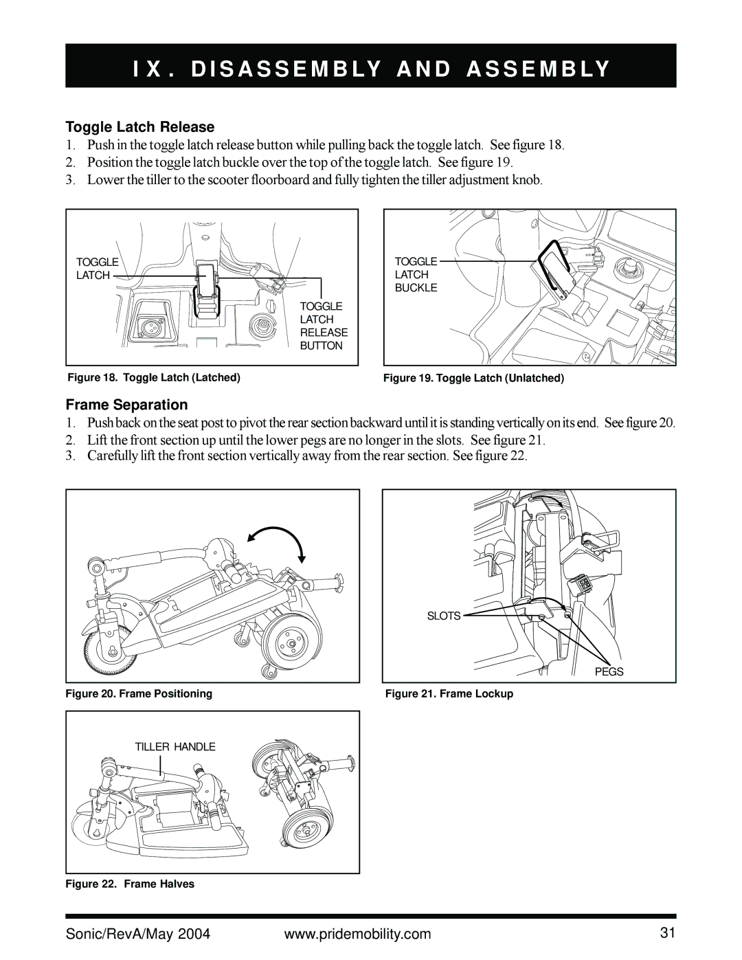 Sonic Blue Scooter owner manual Toggle Latch Release 