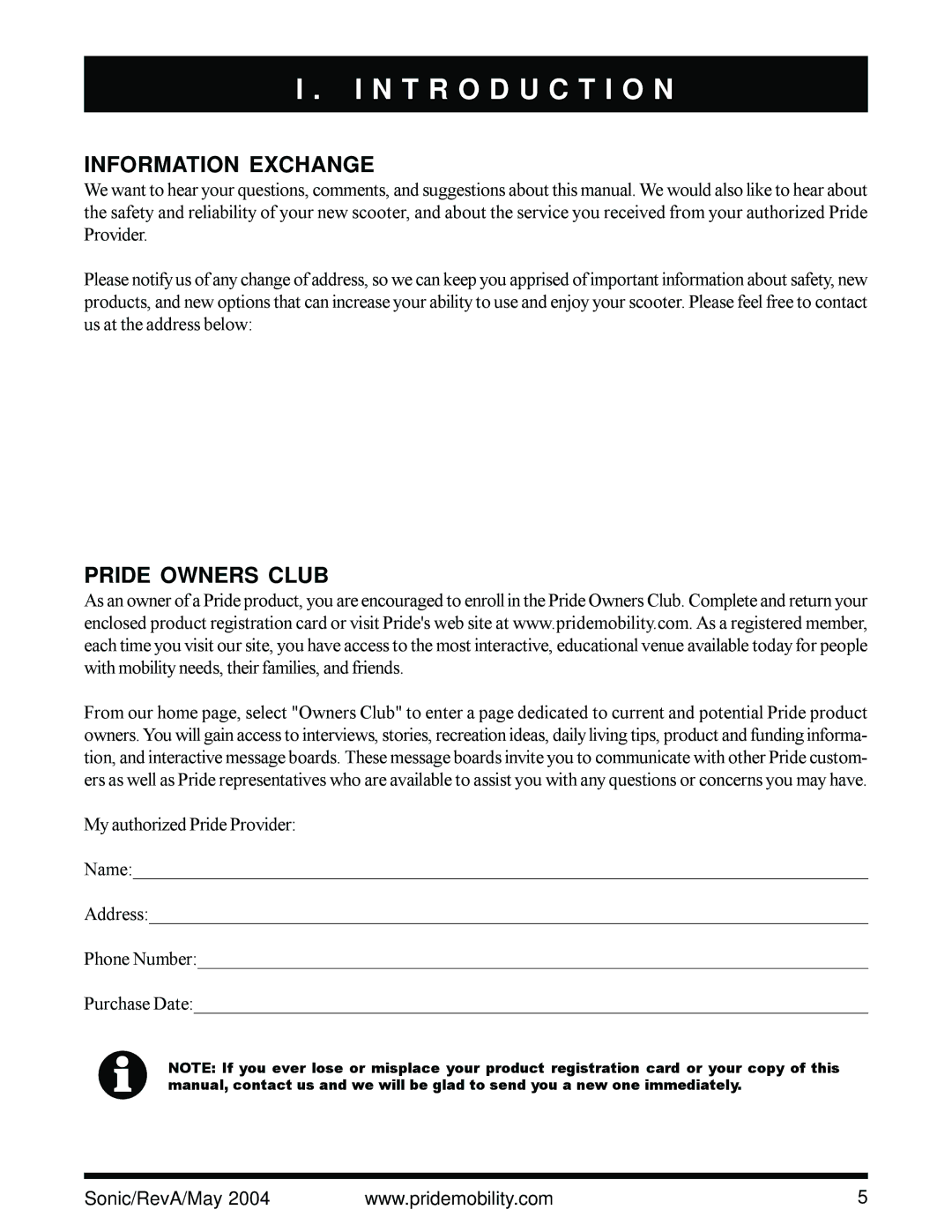 Sonic Blue Scooter owner manual Information Exchange 