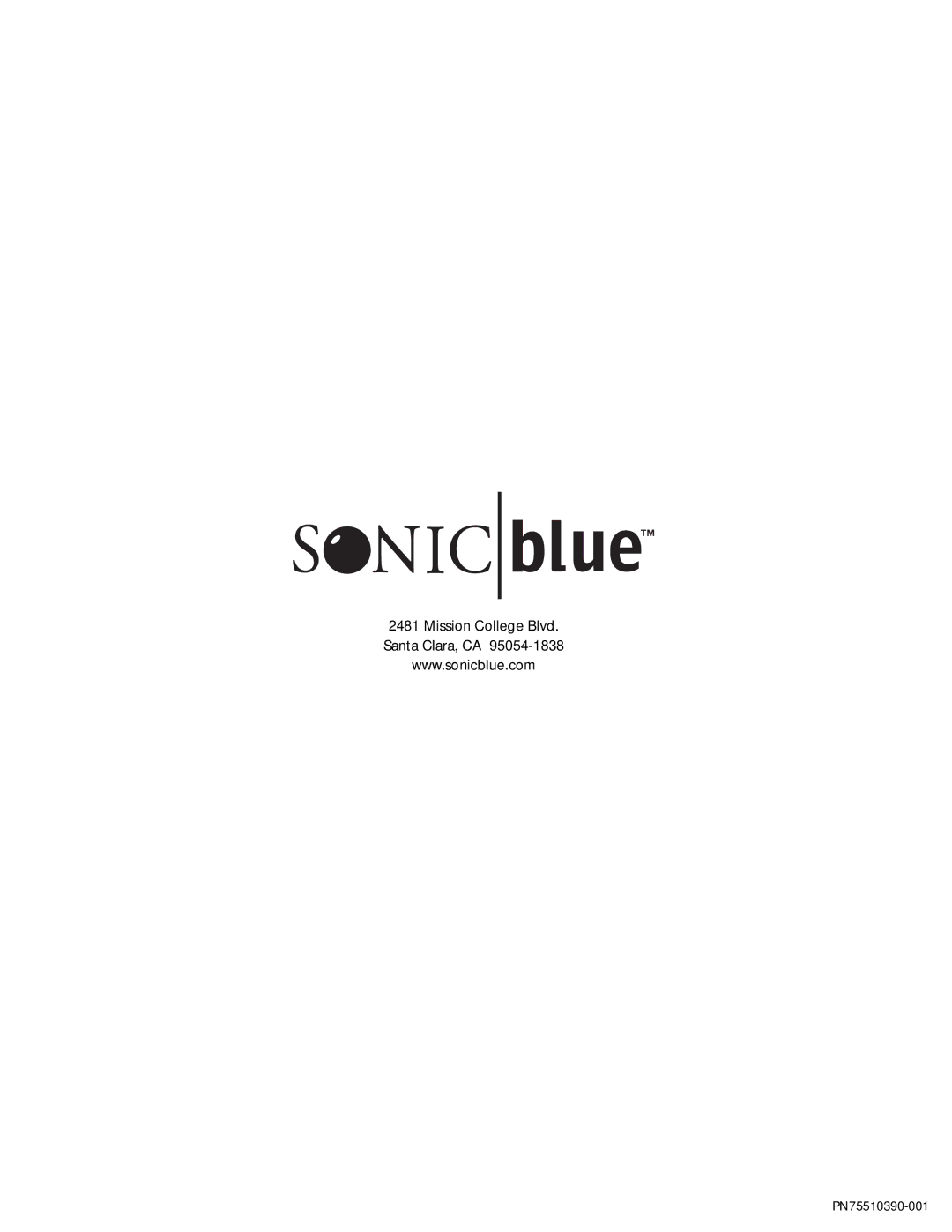 Sonic Blue SP50 manual Mission College Blvd Santa Clara, CA 