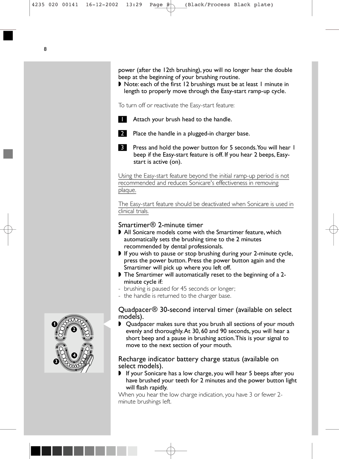 Sonicare 4000 manual Smartimer\ 2-minute timer, Models 
