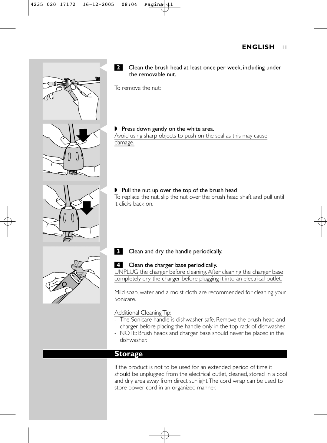 Sonicare e5000 manual Storage 
