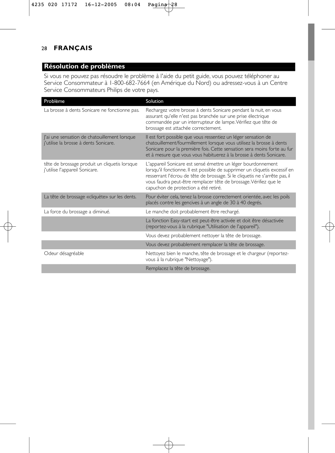 Sonicare e5000 manual Résolution de problèmes 