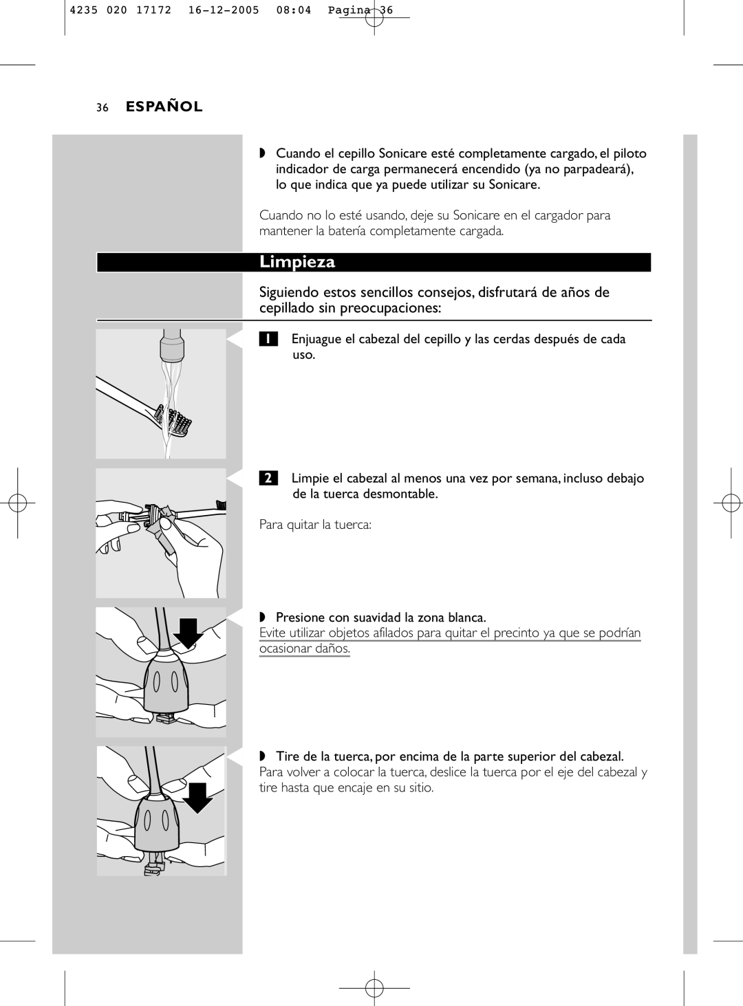 Sonicare e5000 manual Limpieza 