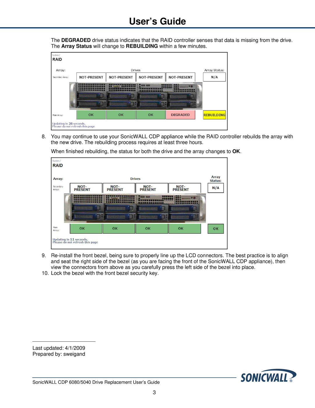 SonicWALL 01-SSC-9310 manual User’s Guide 