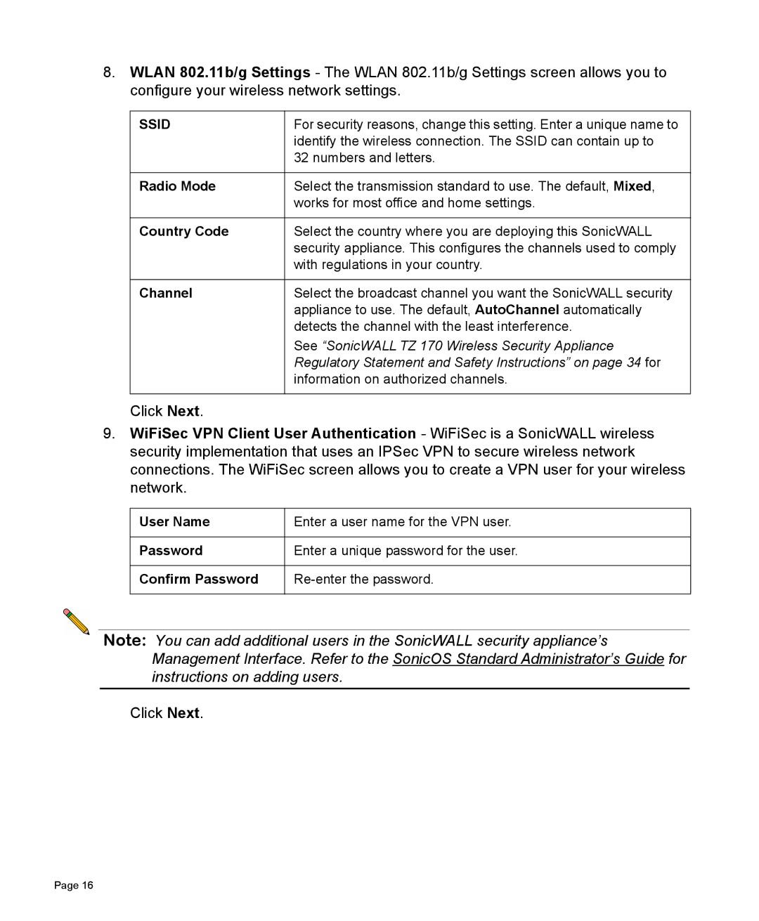 SonicWALL 170 manual Ssid 