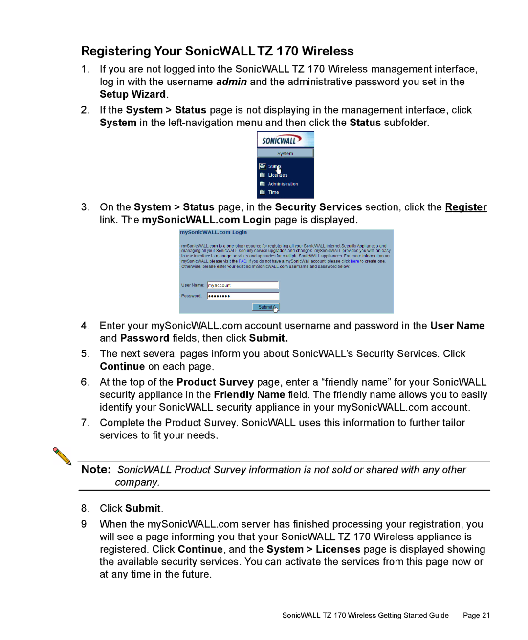 SonicWALL manual Registering Your SonicWALL TZ 170 Wireless 