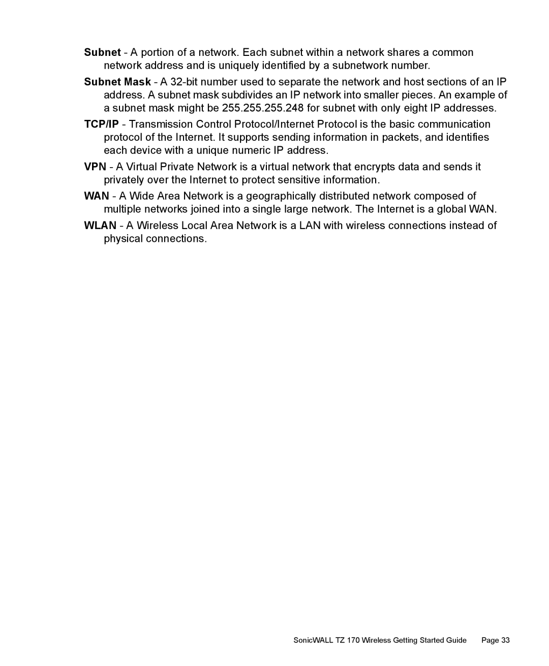 SonicWALL manual SonicWALL TZ 170 Wireless Getting Started Guide 