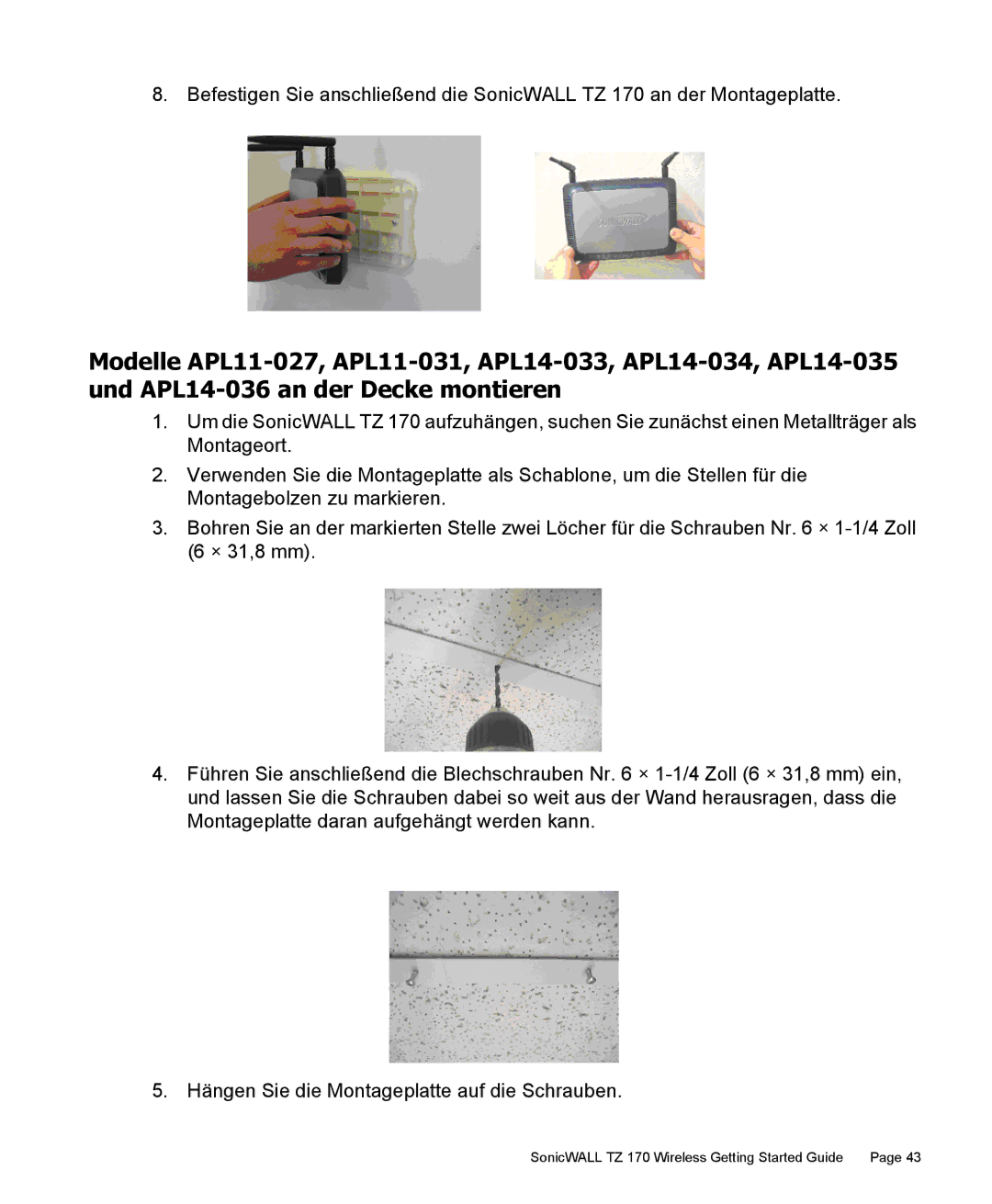 SonicWALL manual SonicWALL TZ 170 Wireless Getting Started Guide 