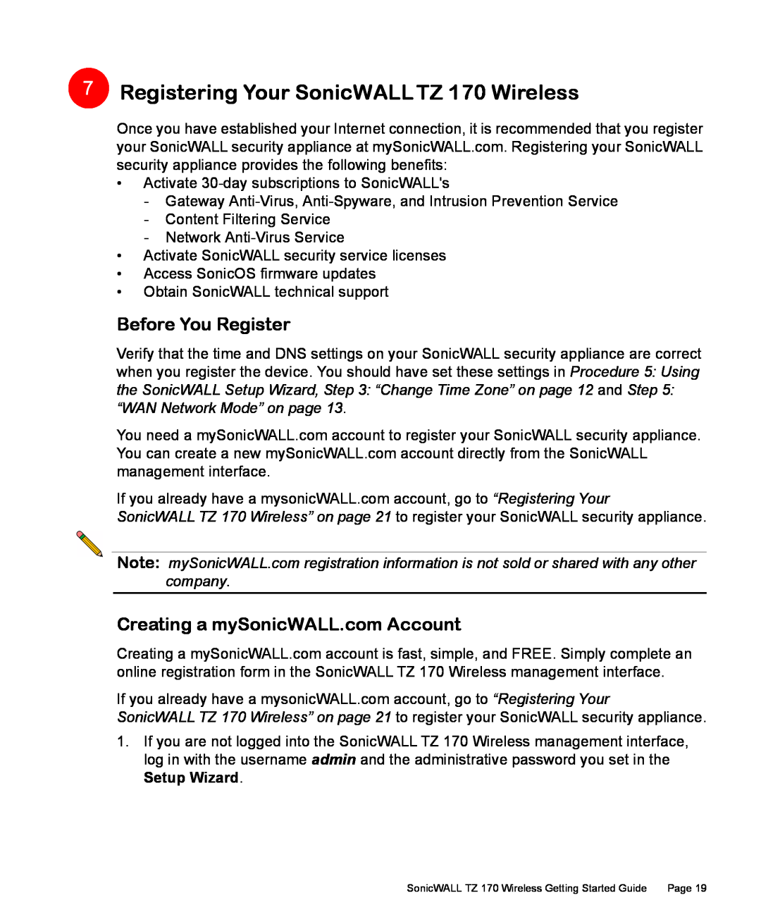 SonicWALL manual Registering Your SonicWALL TZ 170 Wireless, Before You Register 
