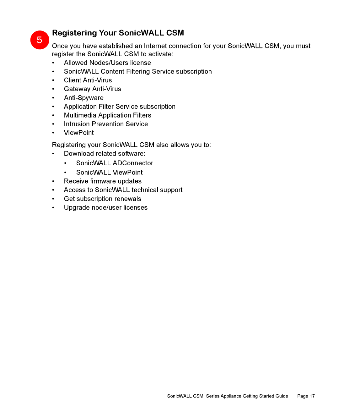 SonicWALL 2200 manual Registering Your SonicWALL CSM 