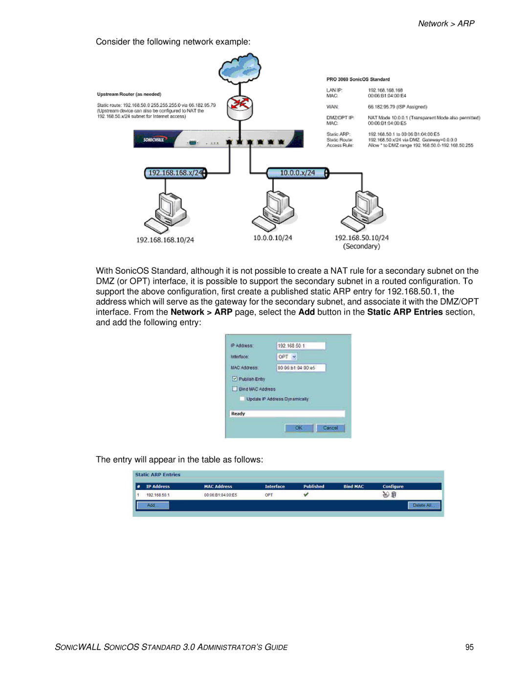 SonicWALL 3 manual Network ARP 