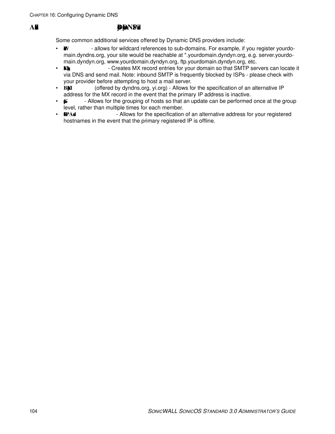SonicWALL 3 manual Additional Services offered by Dynamic DNS Providers 
