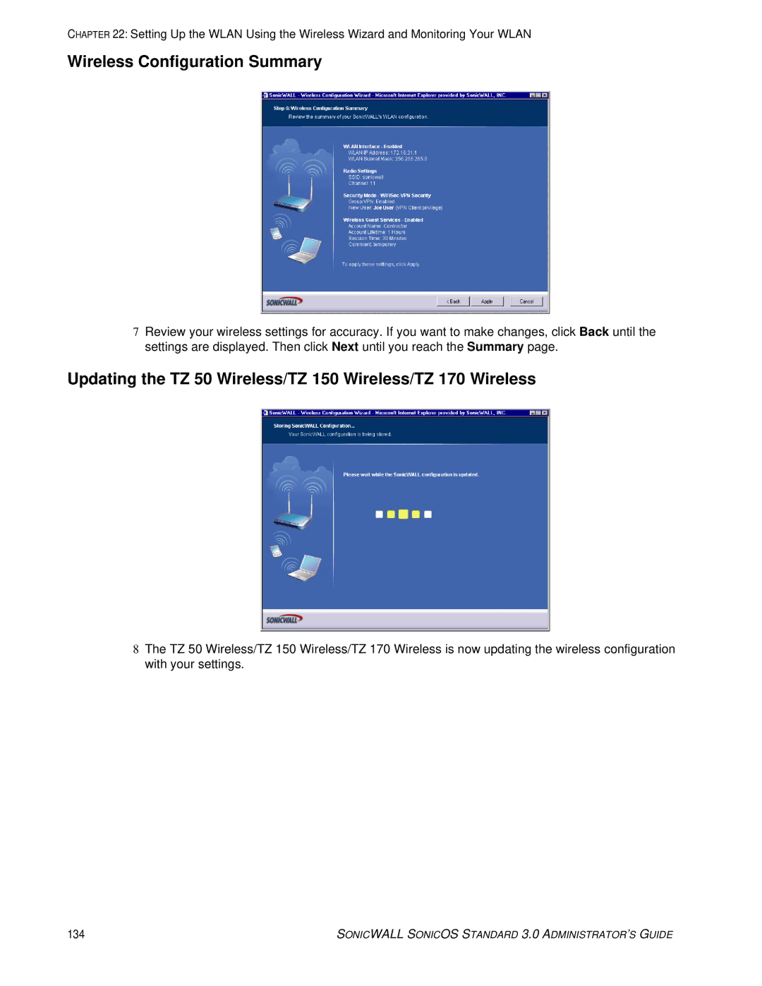 SonicWALL 3 manual Wireless Configuration Summary, Updating the TZ 50 Wireless/TZ 150 Wireless/TZ 170 Wireless 