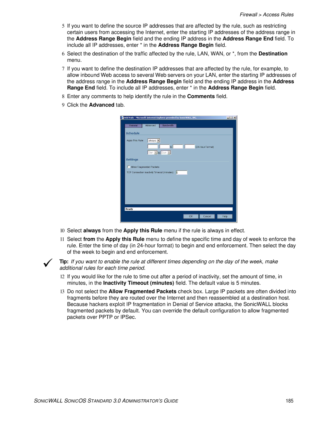 SonicWALL 3 manual 185 