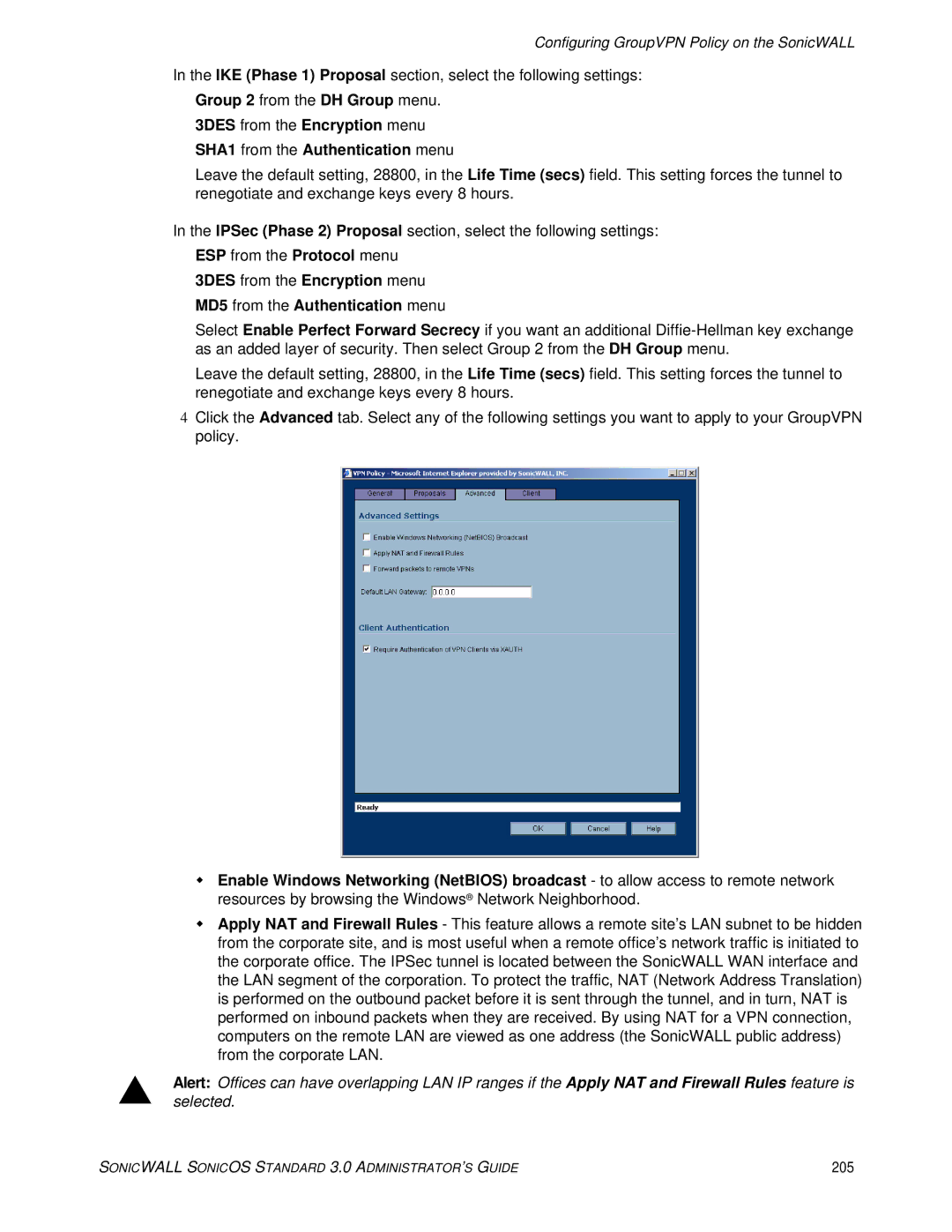 SonicWALL 3 manual 205 