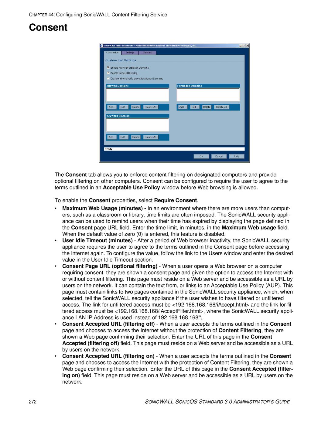 SonicWALL 3 manual Consent 