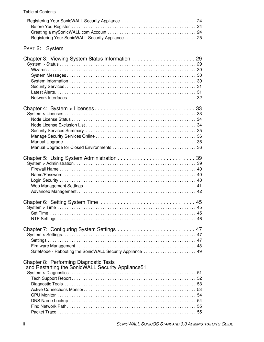 SonicWALL 3 manual Part 2 System 