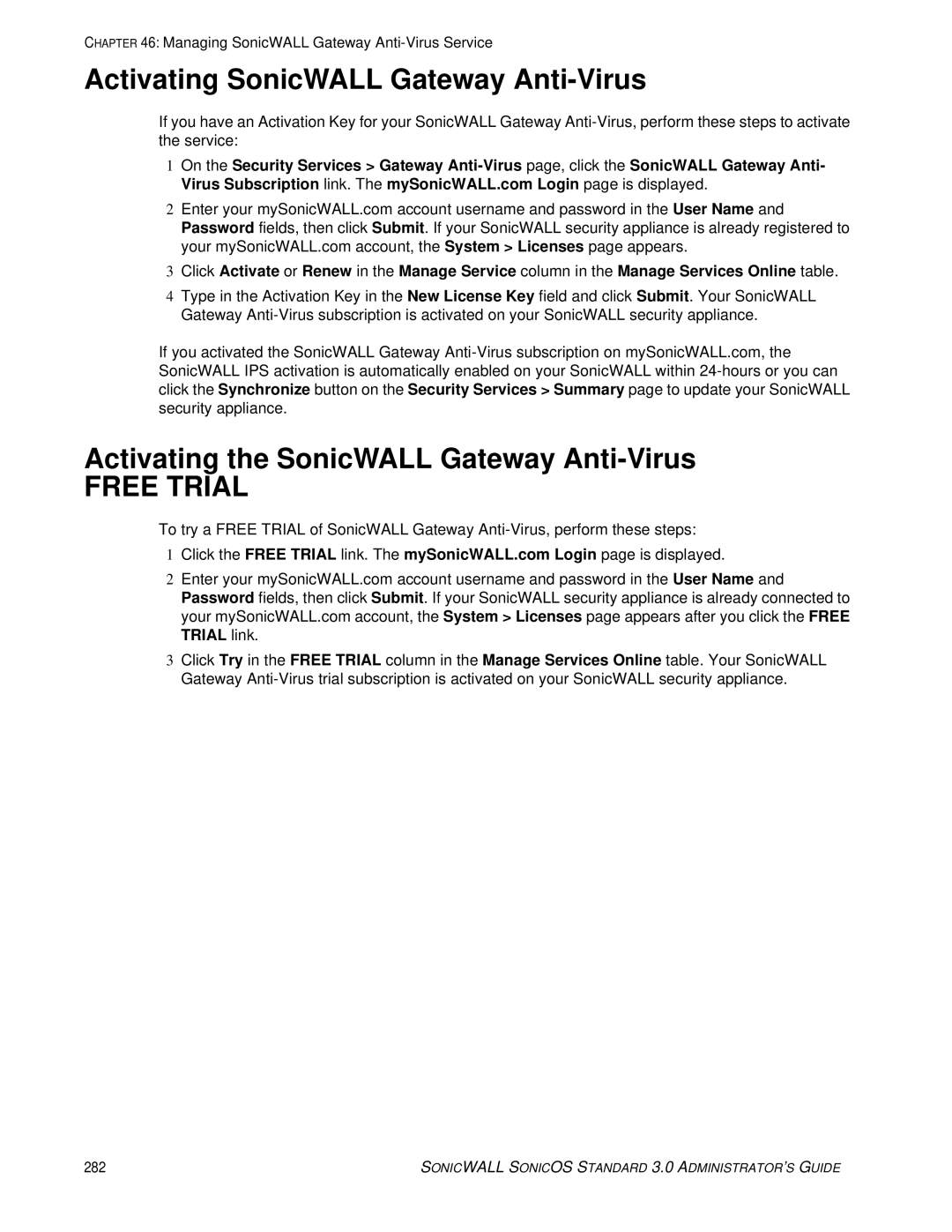 SonicWALL 3 manual Activating SonicWALL Gateway Anti-Virus, Activating the SonicWALL Gateway Anti-Virus 