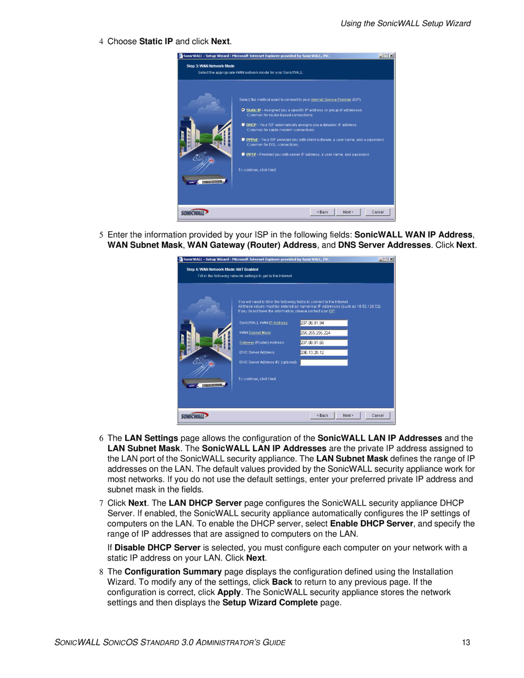 SonicWALL 3 manual Using the SonicWALL Setup Wizard 