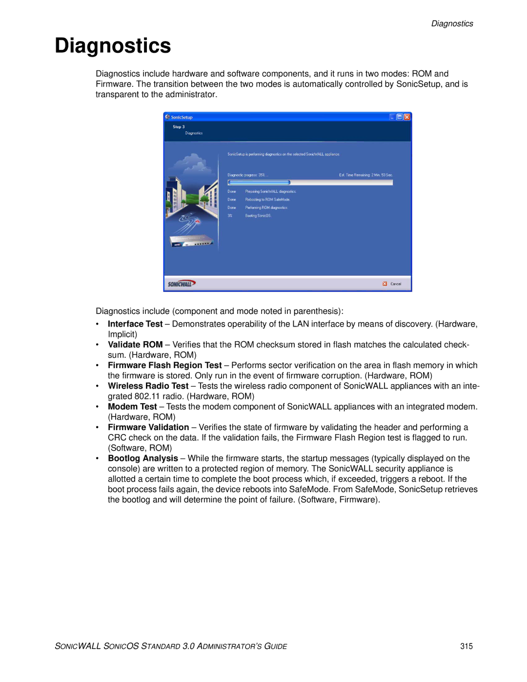 SonicWALL manual Diagnostics, 315 