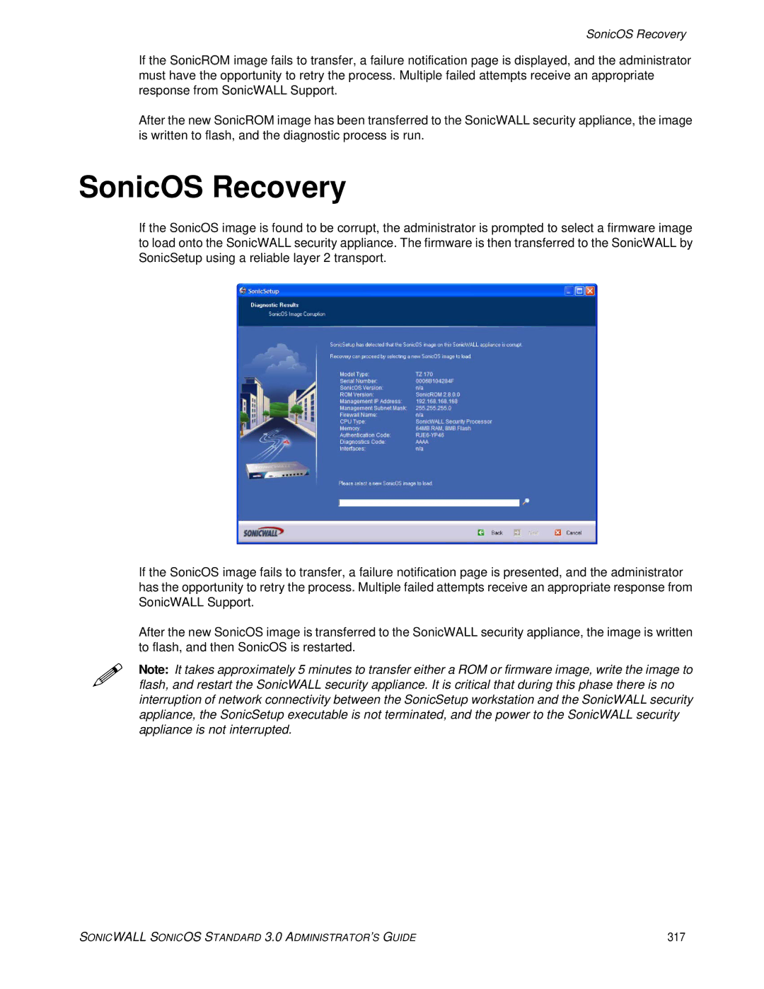 SonicWALL manual SonicOS Recovery, 317 