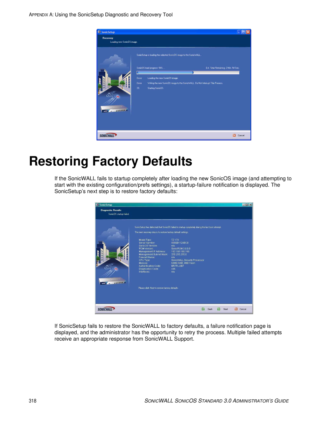 SonicWALL 3 manual Restoring Factory Defaults 