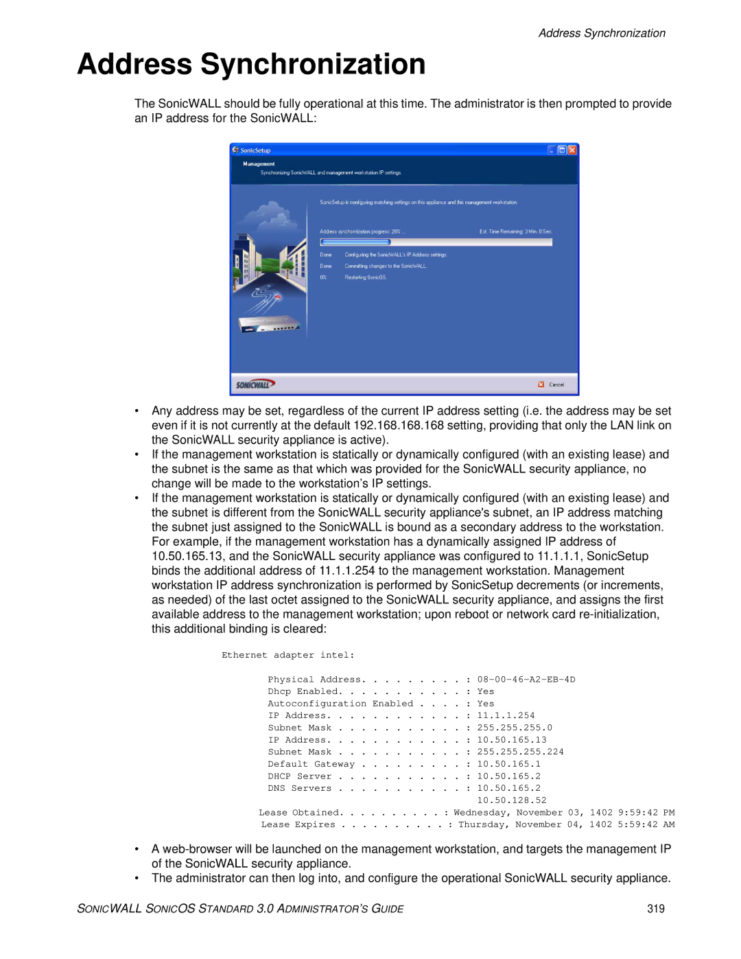 SonicWALL manual Address Synchronization, 319 